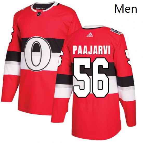 Mens Adidas Ottawa Senators 56 Magnus Paajarvi Authentic Red 2017 100 Classic NHL Jersey